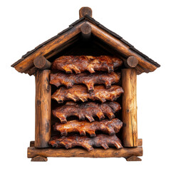 Wall Mural - A smokehouse for curing meats on transparent background