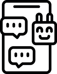 Sticker - Ai chatbot with a happy face giving support on a smartphone screen, symbolizing positive customer service experience