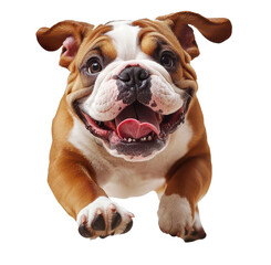 Wall Mural - Joyful Brown And White Bulldog Running Outdoors