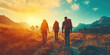 © HelgaQ - Hikers Walking on Scenic Mountain Trail at Sunset