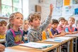 © STOCK IMAGES STALL - Young students engaged in classroom activities during bright daytime learning session, copyspace for text