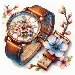 Sticker - hand watch accessory with flowers hand drawn illustration