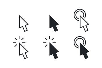 Wall Mural - computer mouse cursors set in different variations. arrow click buttons for ui. vector icons in flat