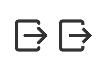 Simple back logout button in 2 variations on white background. UI buttons. Vector icons in flat style