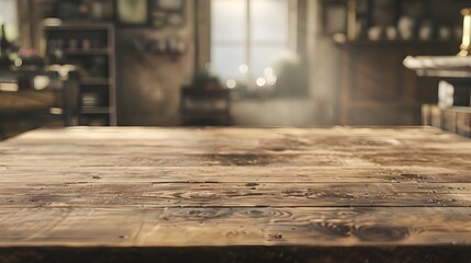 Sticker - Wooden Table in a Cozy Cafe