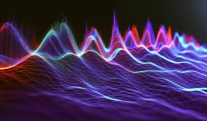 Wall Mural - Abstract Data Visualization with Red and Blue Digital Waves