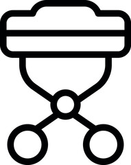 Wall Mural - black outline icon of a database being shared on a network, symbolizing cloud data sharing