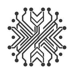 Wall Mural - abstract circular circuit board with connected nodes