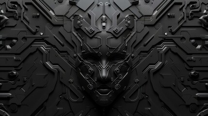 Wall Mural - abstract artificial intelligence and technology concept on dark realistic background image
