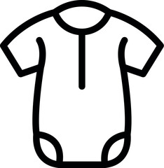 Wall Mural - Simple black and white line art of a short sleeved baby bodysuit, perfect for projects related to baby clothing and accessories