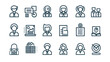 © Waqar - Set of Business People Related Line Icons. Outline Symbol Collection, Editable Stroke Business Cooperation Related Hand Drawn Icons, Doodle Elements Vector Illustration, Generative Ai