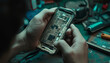 © alphaonetwo - A technician's hands are repairing a smartphone