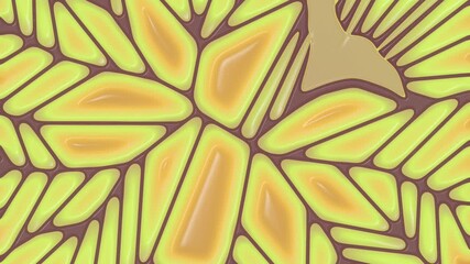 Aufkleber - Stylized loop animation of yellow-orange organic cells in motion. 3d rendering