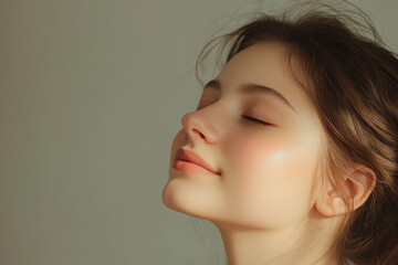 Wall Mural - A close up of a girl's face with her eyes closed