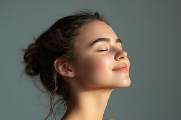 Wall Mural - A close up of a girl's face with her eyes closed