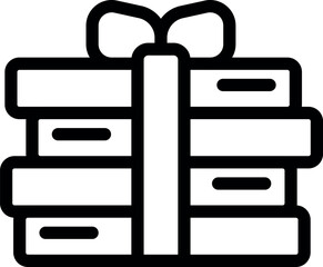 Sticker - Gift box wrapped with ribbon, stack of books tied together, surprising literature present