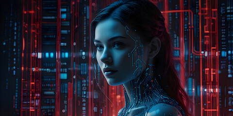 portrait of a person with a code