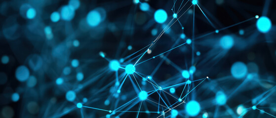 Wall Mural - a blue and white image of a network of lines and dots