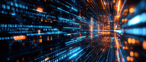 Wall Mural - a computer screen with a blue and orange line of code