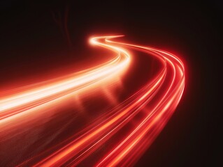 red light waves take the shape of an electric tunnel, glowing lines appear on a black background wit