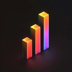 Wall Mural - Bright 3D Icon with Colorful Bars on Black Background