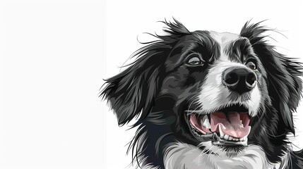 Canvas Print - Portrait of happy border collie on white background