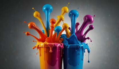 Wall Mural - Vibrant Paint Splashes in Action