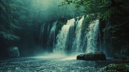 Poster - waterfall in the forest