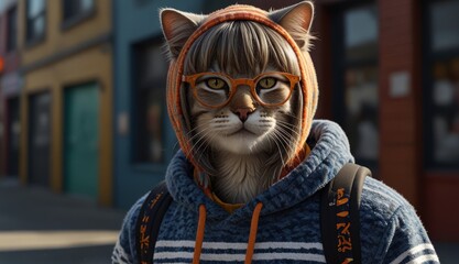 Stylish Cat in Urban Outfit