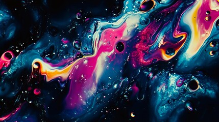 Wall Mural - A close up of a colorful abstract painting with water droplets