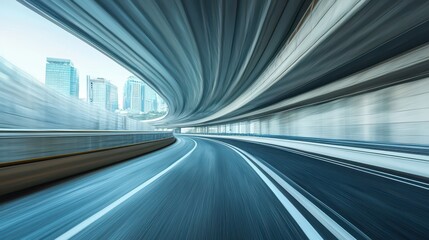 Poster - A highway with a city in the background