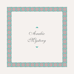 Poster - Vector square frame of mosaic borders. Arabic geometric design elements and ornamental page decoration