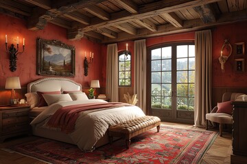 Wall Mural - Modern Bedroom with French Country Interior Design