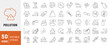© ARIF MIFTAHUL ANWAR - Set of 50 Line pollution icons set. editable stroke.
