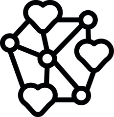 Sticker - Network of love connecting hearts through lines and nodes, symbolizing relationships, affection, and the power of human connection