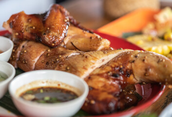 Grilled pork baked in herbal paste