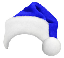 Santa Claus hat or Christmas blue cap isolated on transparent background