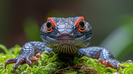 Sticker - Close-Up Portrait of a Black and Orange Lizard