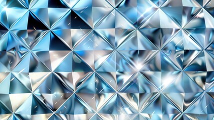 Wall Mural - A shimmering background features a stunning diamond pattern in silver and blue, creating a captivating visual effect with reflective surfaces