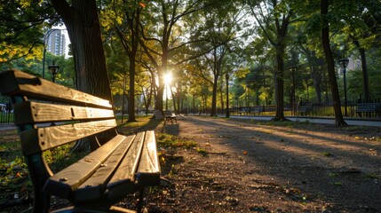 Wall Mural - Public park, trees, leaf light