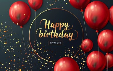 Wall Mural - Happy Birthday Greeting card Design with text 