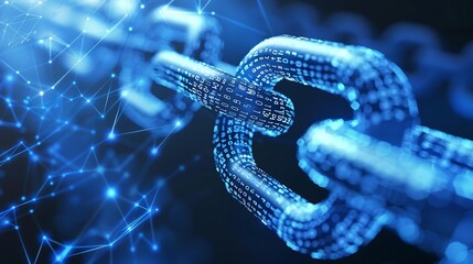 Wall Mural - abstract depiction of a digital chain representing data security and connectivity.