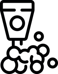 Poster - Line icon of a tube squeezing out a product, creating bubbles, ideal for beauty and hygiene related designs