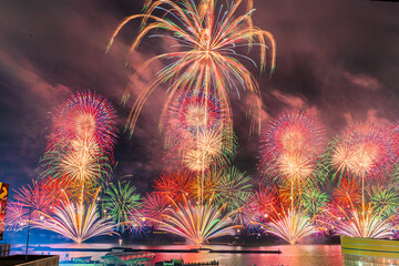 Wall Mural - fireworks over the lake