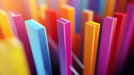 Fototapete - Abstract 3D financial graph with colorful bars and lines, showcasing financial trends.