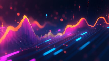 Fototapete - Abstract 3D financial graph with dynamic bars and lines, showcasing financial trends