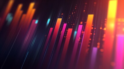 Poster - Abstract 3D financial graph with dynamic bars and lines, showcasing financial trends
