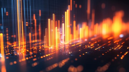 Fototapete - Abstract 3D financial graph with dynamic bars and lines, showcasing financial trends