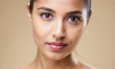 Canvas Print - Portrait of a Smiling Woman with Skin Care Beauty