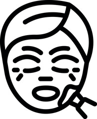 Sticker - Skincare routine icon showing a beautician applying a face mask with a brush